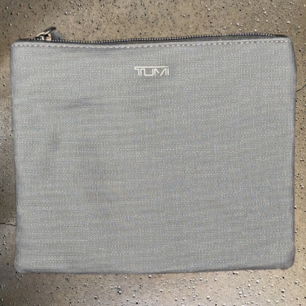 TUMI Gray Zip Travel Organizer Pouch Ballistic Nylon